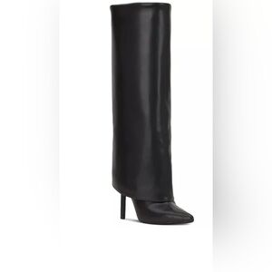 BLACK FOLD OVER MACY’S HEEL BOOTS Worn Once * Recommend ONLY for size 6 or 6.5*